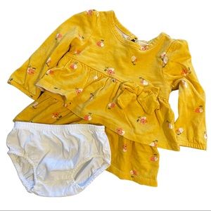Yellow Baby Girl’s Floral Print Peplum Shirt